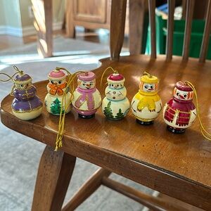 Gently used hand painted Russian ornaments snowmen